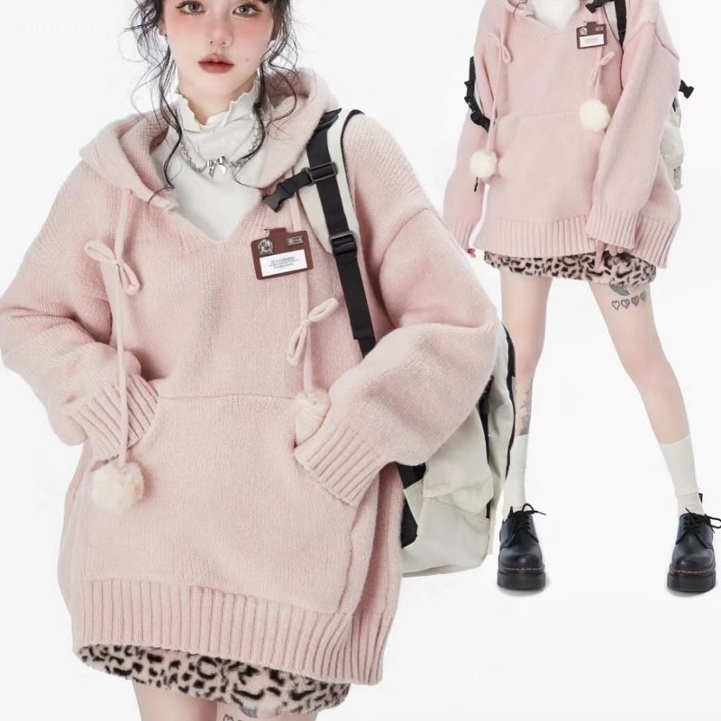 Winter Clothing Drawing - Adrette Y2k Pullover Mit Kapuze Einfarbig