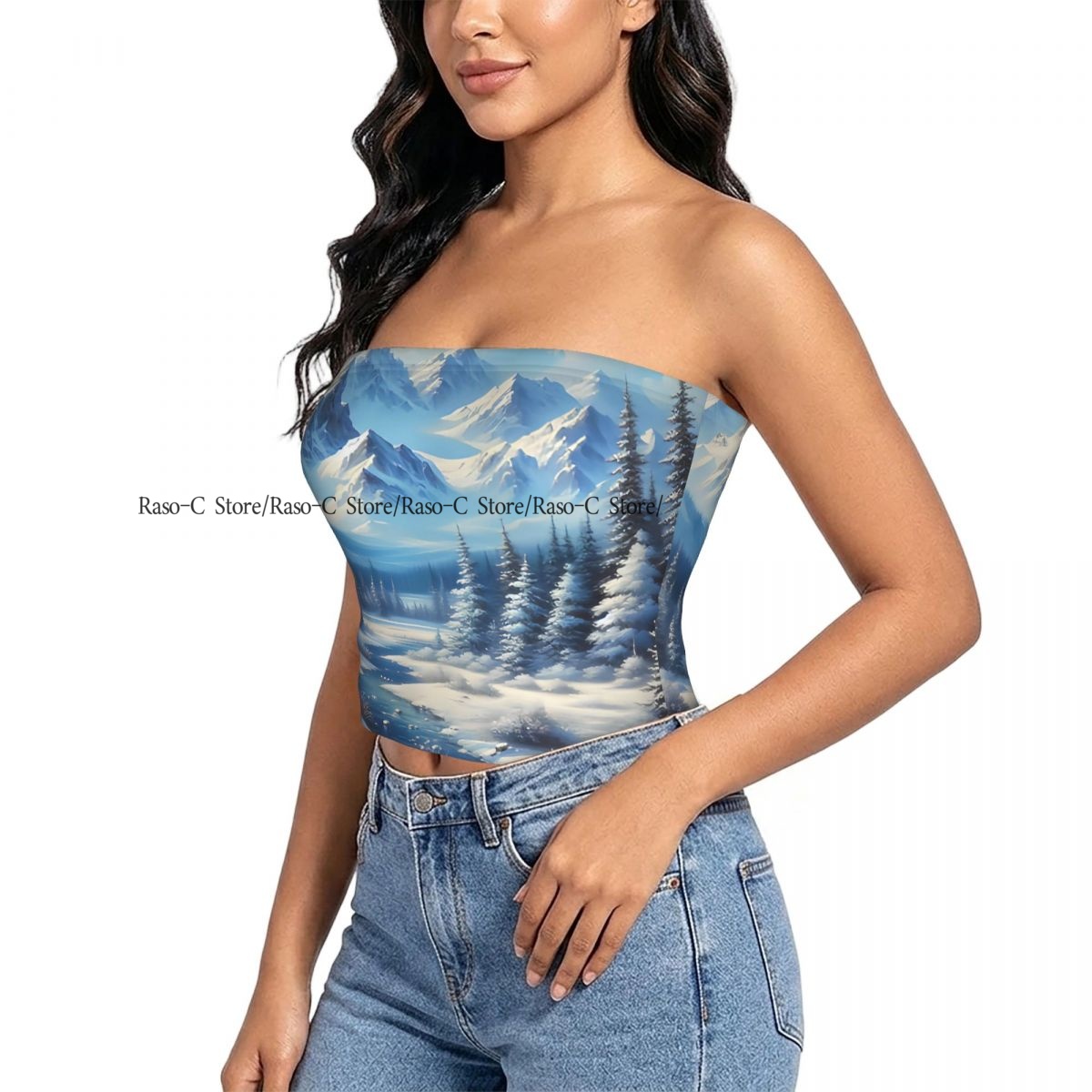 Winter Clothing Youtube - Damen Block Crop Slim Tube Top