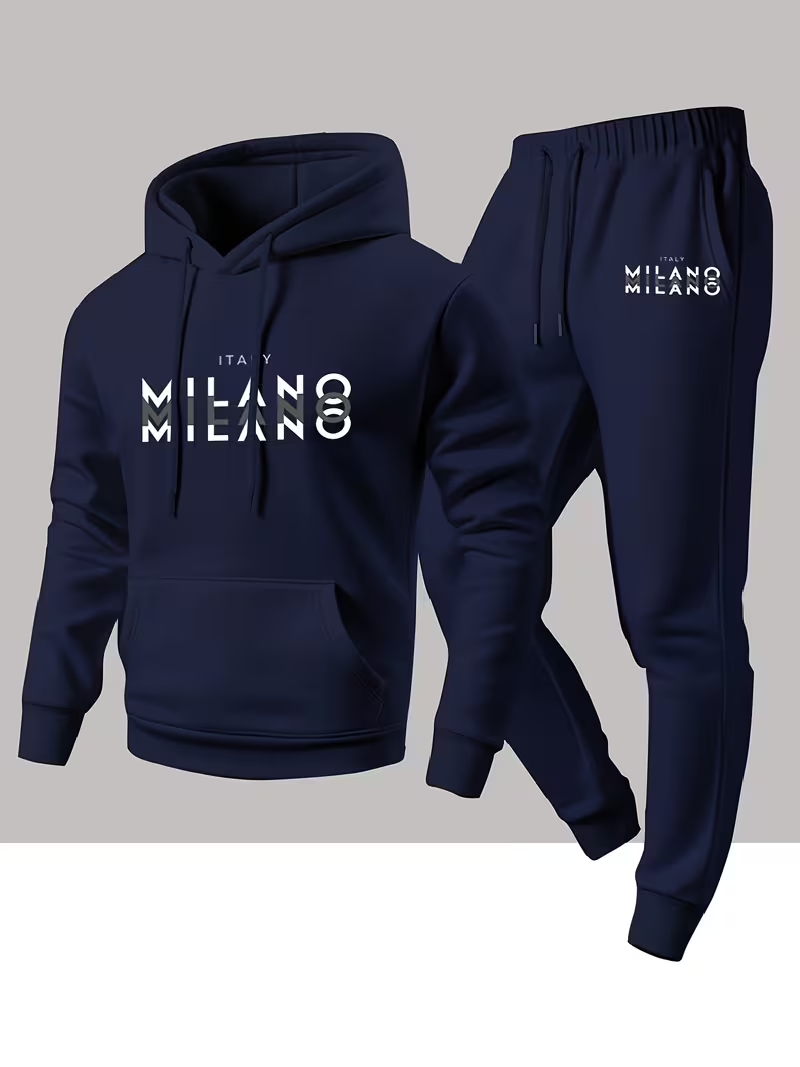 Winter Clothing Men - Herren Trendiges Mode-Set mit Buchstabendruck Zweiteiliges