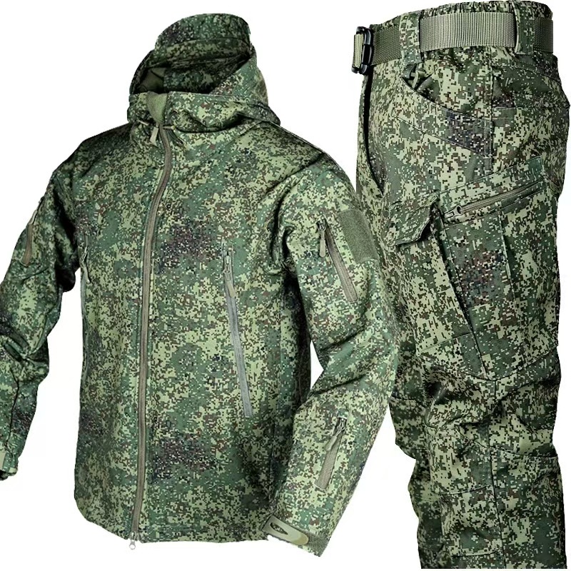 Windproof Jacket Softshell - Tarnmuster Softshell Zweiteiler für Herren Winter