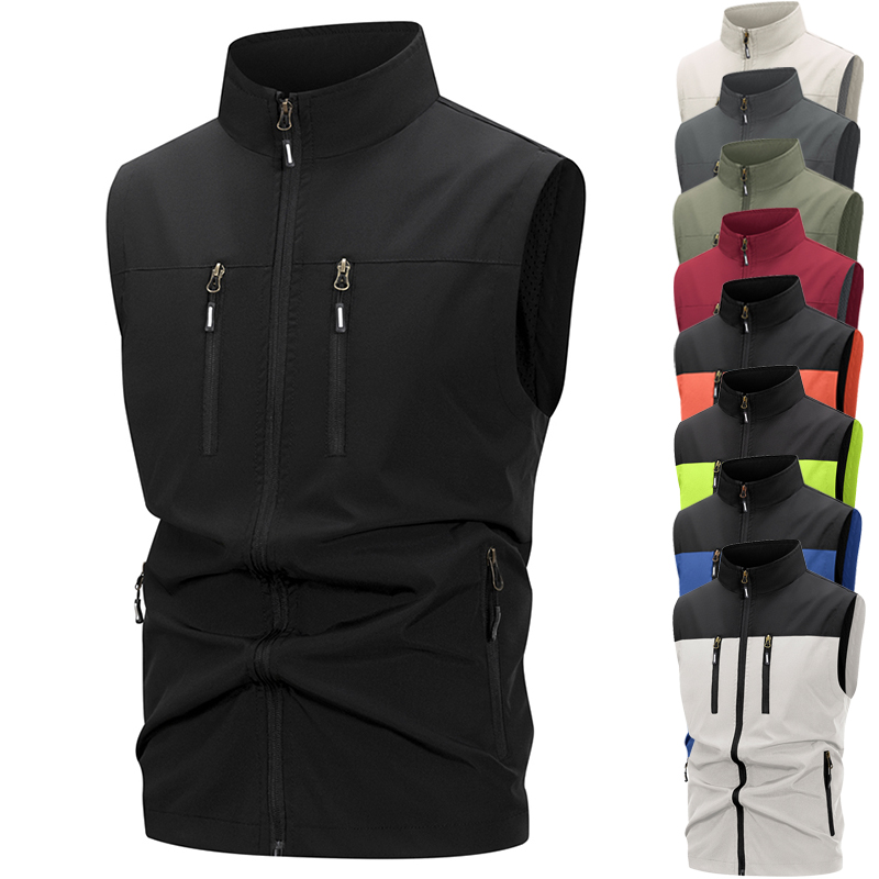 Windproof Jacket Softshell - Leichte Softshell-Weste für Herren mit Reißverschlusstaschen,