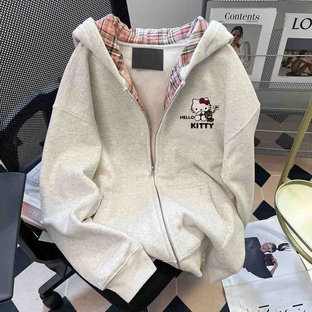 Winter Clothing Items - Hello Kitty Damen-Kapuzenpullover, Kawaii Cartoon Student,