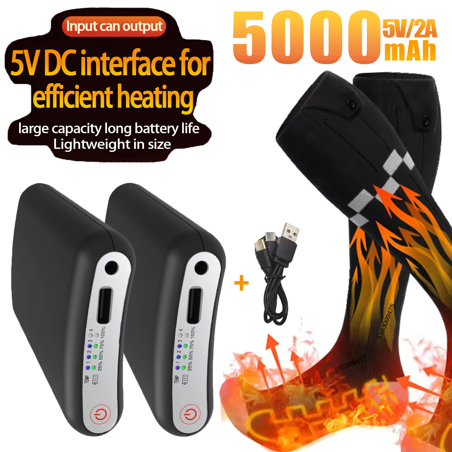 Heated Insole Rechargeable - Langlebige 5000mAh 5V Batterie mit APP-Steuerung