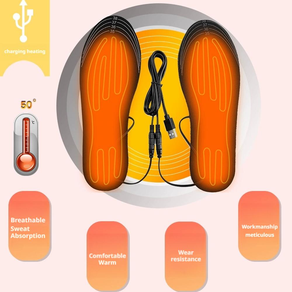 Heated Insole Rechargeable - Beheizte Einlegesohlen, über USB wiederaufladbare Fußwärmer-Einlegesohlen,
