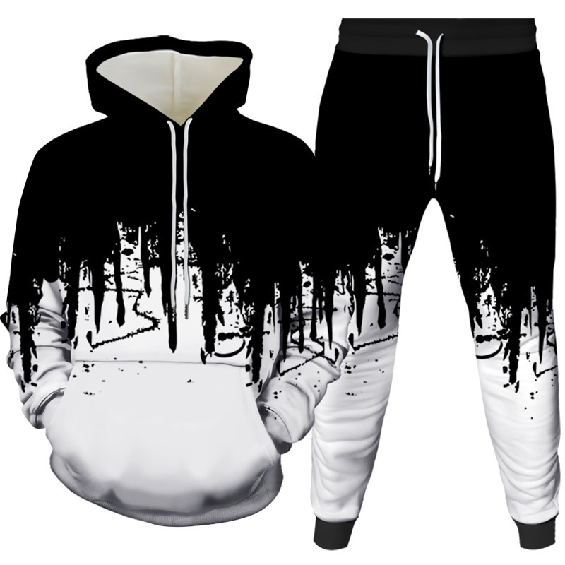 Winter Clothing Men - Tinte Malerei 3D Gedruckt Hoodie Hose