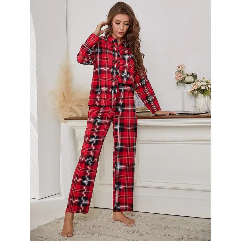 Rot karierter Pyjama, langärme – Winter Clothing Youtube Bewertung und Preis